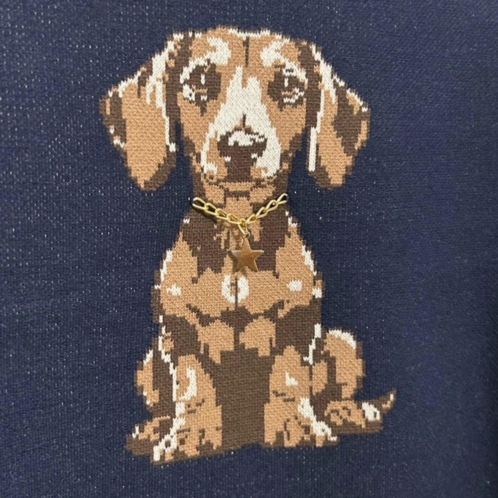 NEW Nikka K NAVY Dachshund Dog
Sweater Puppy Gold Collar STAR HIGH QUALITY SZ L - Picture 3 of 12